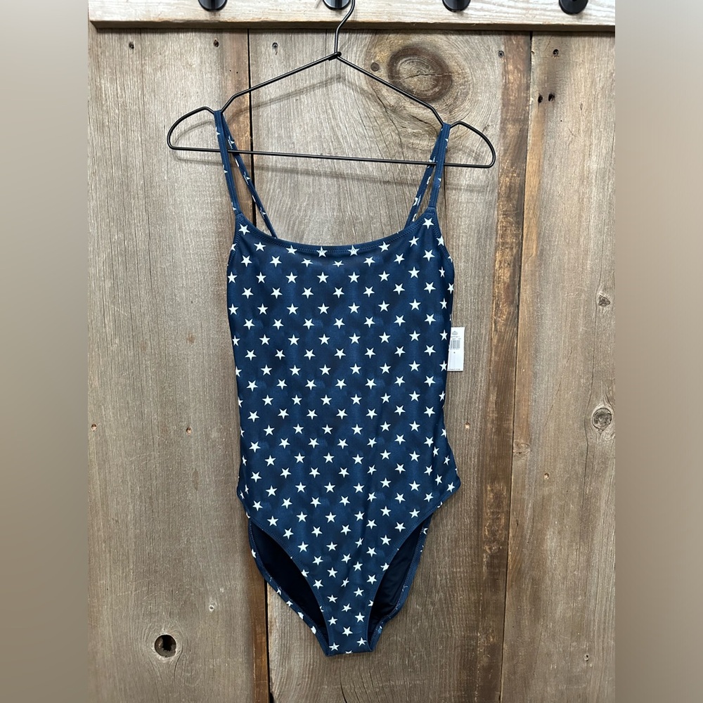 Old Navy Tie Back One Piece Cami Swimsuit In Blue with Stars Size Small Women’s